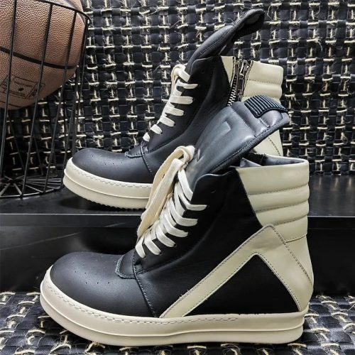 Rick Owens Geobasket High Top Sneakers Black and White