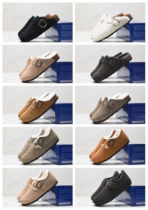 Birkenstock Boston Shearling Cozy Suede Clogs Multicolor