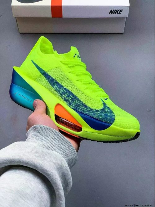 Nike Alphafly 3 Lightweight Running Shoes Neon Green and Blue