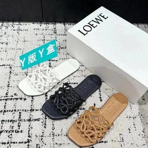 Loewe Anagram Slide Sandals Leather Summer Slides Multicolor