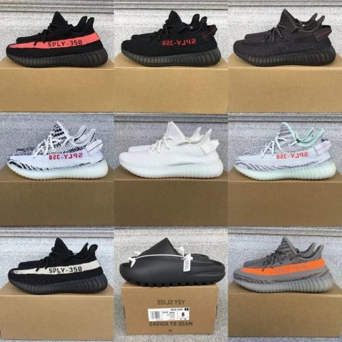 Adidas Yeezy Boost 350 V2 and Yeezy Slide Chunky Sneakers and Slides Multicolor