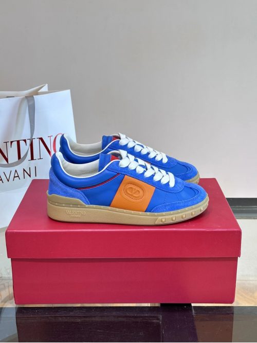 Valentino One Stud Low Top Sneakers Blue and Orange