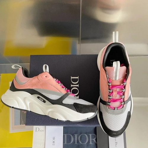 Dior D-Connect Chunky Sneakers Pink and White