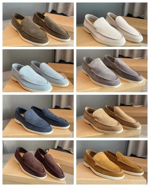 Loro Piana Open Walk Suede Loafers Multicolor
