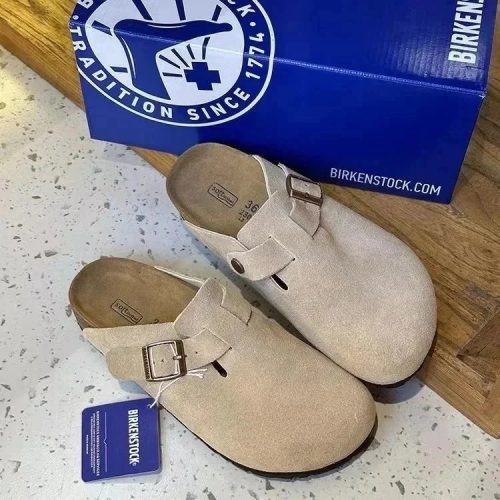 Birkenstock Boston Suede Clogs Beige