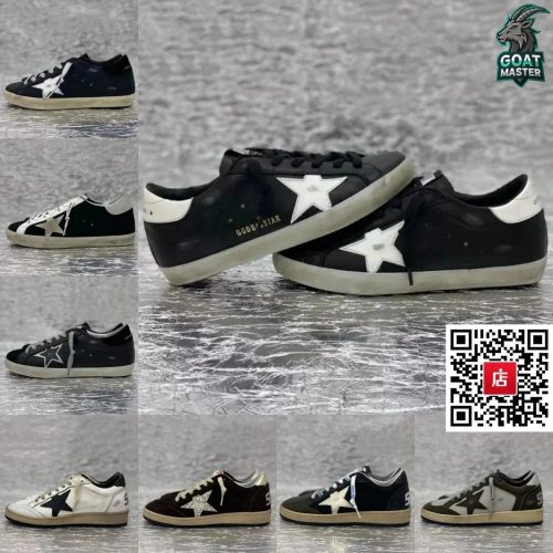 Golden Goose GGDB Super-Star distressed leather sneakers Black and White