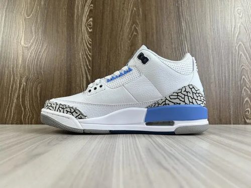 Jordan Air Jordan 3 Retro UNC Basketball Sneakers White and Blue