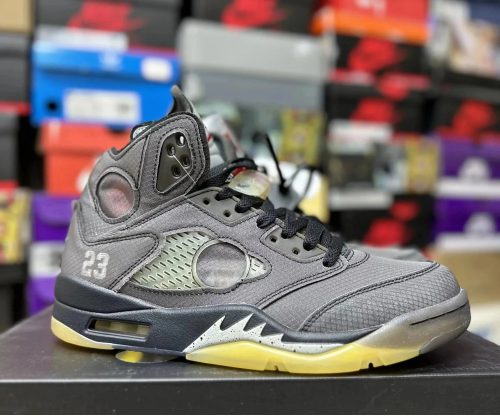 Jordan Air Jordan 5 Retro Off-White Muslin High Top Sneakers Gray