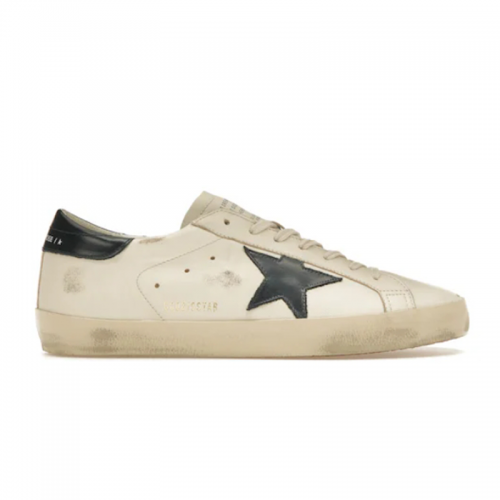 Golden Goose Super-Star Distressed Leather Sneakers White and Black