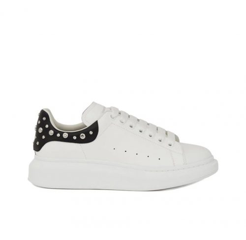 Alexander McQueen AMQ Oversized Studded Leather Sneakers White and Black