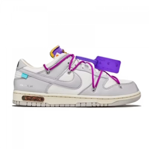Nike Dunk Low Off-White Lot 02 Chunky Sneakers White and Gray