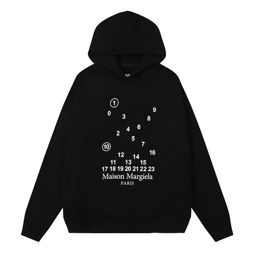 Maison Margiela Numbers Graphic Cotton Hoodie Black