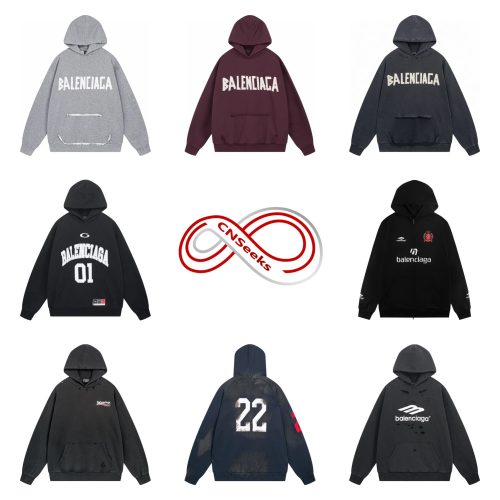Balenciaga Distressed Graphic Oversized Hoodie Collection Black and Gray