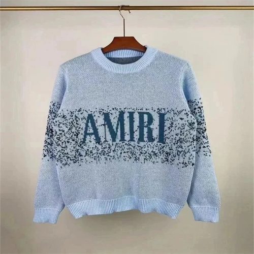 Amiri Logo Knit Graphic Sweater Light Blue