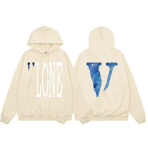 Vlone V-Lone Graphic Streetwear Hoodie Beige