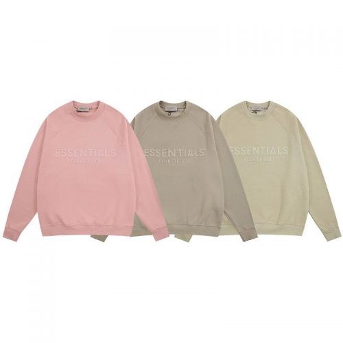 Fear of God Essentials Embossed Crewneck Oversized Sweatshirt Pink Beige and Green
