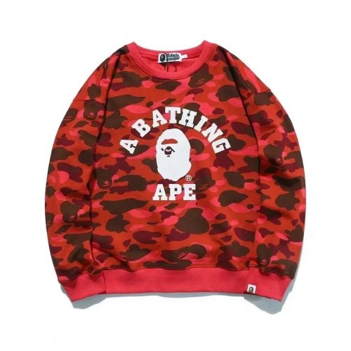 A Bathing Ape BAPE Camo Graphic Streetwear Sweatshirt Red