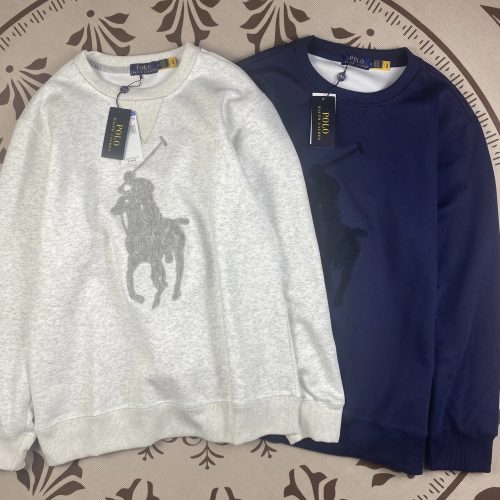 Polo Ralph Lauren PRL Big Pony Embroidered Crewneck Sweatshirt White and Navy