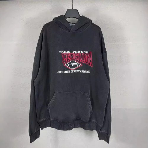 Balenciaga Paris France Authentic Jersey Apparel Oversized Hoodie Black