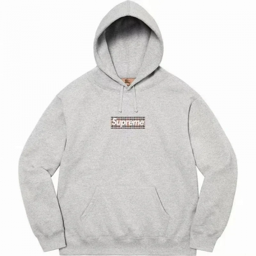 Supreme Burberry Box Logo Streetwear Hoodie Gray