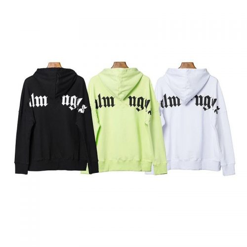 Palm Angels Back Print Oversized Hoodie Black Green and White