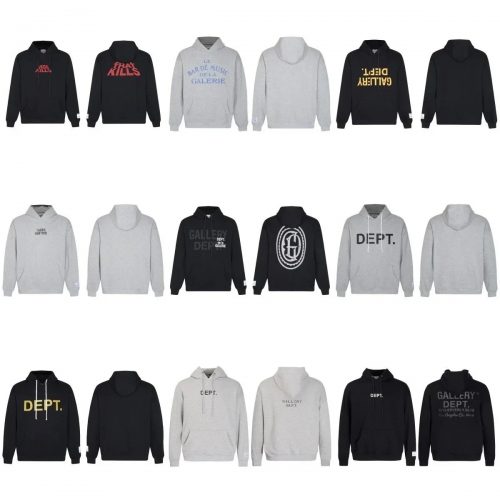 Gallery Dept. Graphic Print Streetwear Hoodie Black and Gray