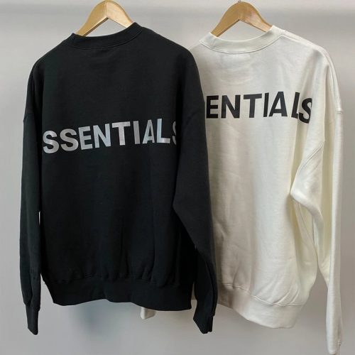 Fear of God Essentials Graphic Print Oversized Crewneck Sweatshirt Black and White