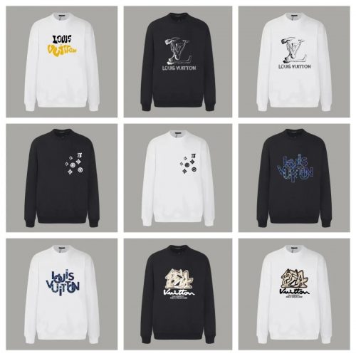 Louis Vuitton LV Graphic Print Cotton Crewneck Sweatshirt Black and White