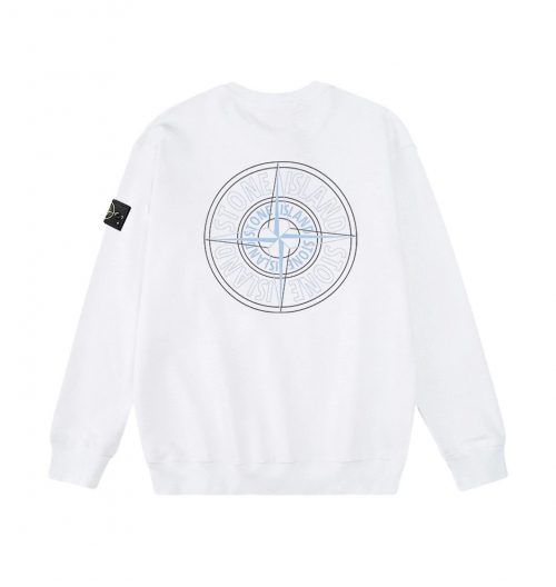 Stone Island Compass Graphic Cotton Sweatshirt White