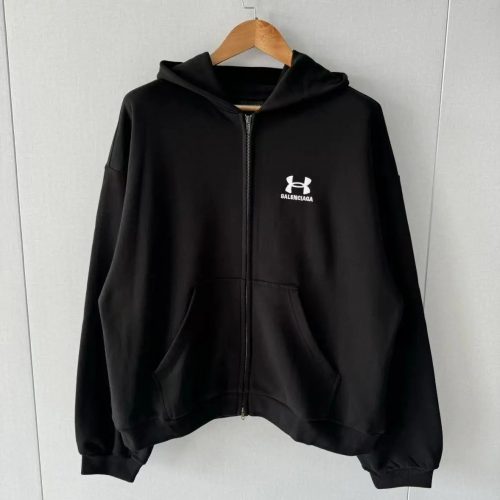 Balenciaga Under Armour Collaboration Zip-Up Hoodie Black