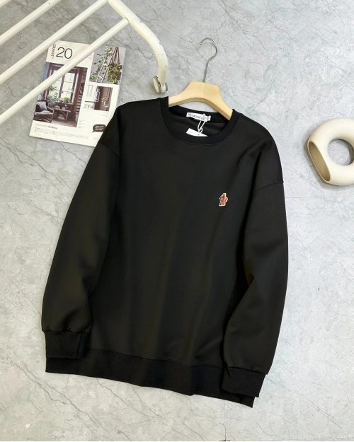 Moncler Embroidered Patch Crewneck Sweatshirt Black