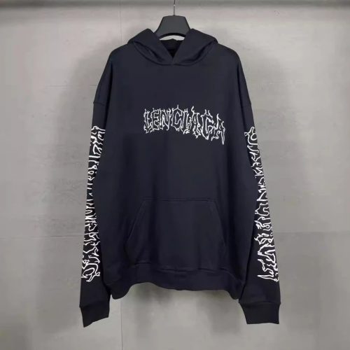 Balenciaga Metal Graphic Oversized Hoodie Black