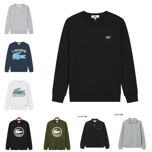 Lacoste Graphic Crewneck Sweatshirt Casual Pullover Black