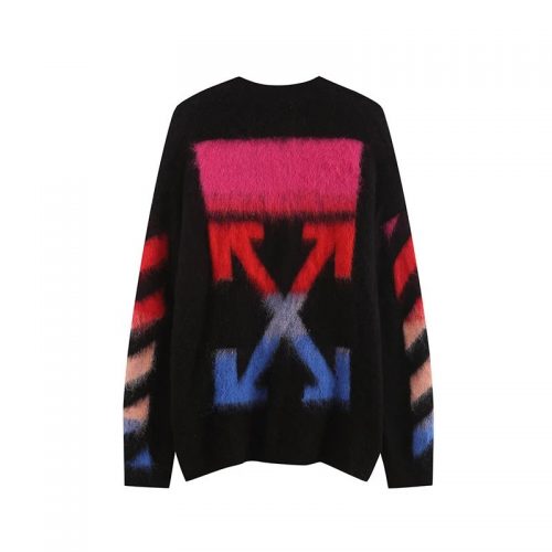 Off-White Mohair Arrows Fuzzy Sweater Black