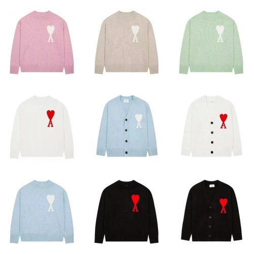 Ami Paris Ami Ami de Coeur Knit Sweater and Cardigan Collection Multicolor