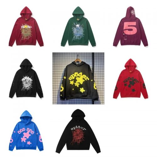 Sp5der Graphic Print Streetwear Hoodie Multicolor