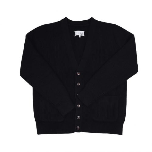 Maison Margiela MM Ribbed Knit Classic Cardigan Black