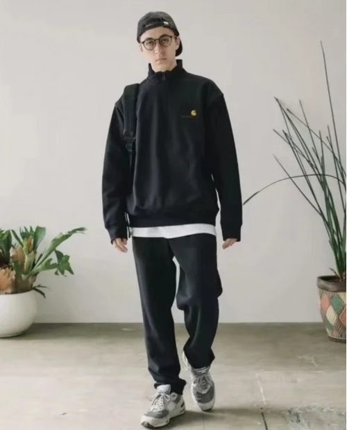 Carhartt Half Zip Oversized Sweatshirt Black