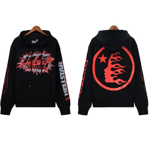 Hellstar Sports Flame Graphic Streetwear Hoodie Black