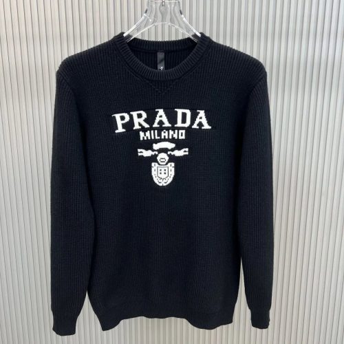 Prada Milano Crest Knit Sweater Black