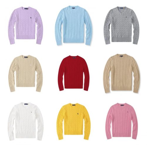 Ralph Lauren Cable-Knit Cotton Sweater Classic Pullover Multicolor