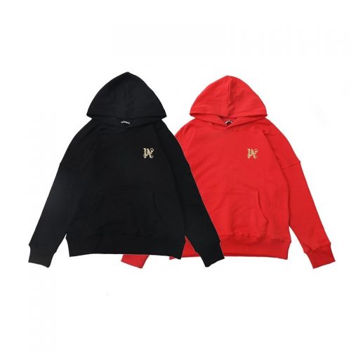 Palm Angels Monogram Gothic Oversized Hoodie Black and Red