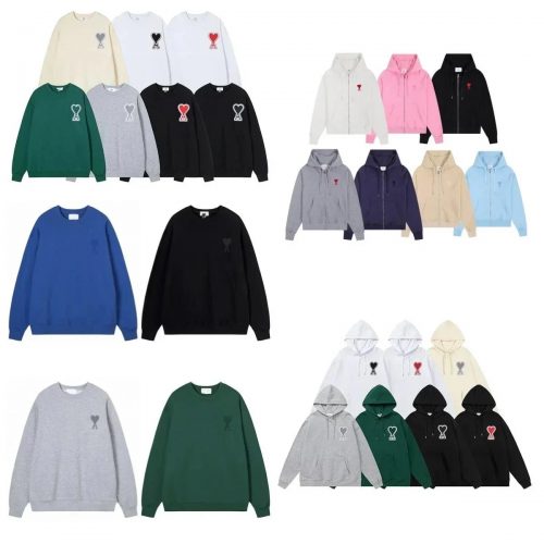 Ami Paris Ami de Coeur Iconic Heart Embroidered Sweatshirts and Hoodies Multicolor