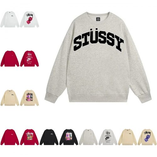 Stussy Graphic Print Oversized Sweatshirt Gray