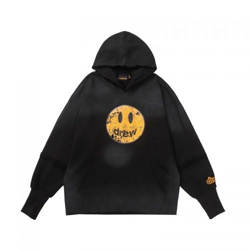 drew house Distressed Mascot Hoodie Oversized Streetwear Sweatshirt Black