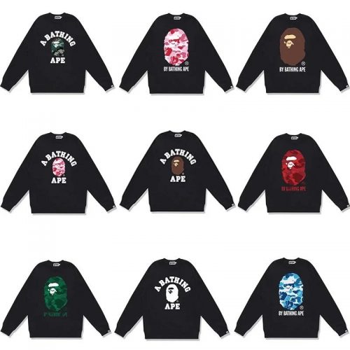 A Bathing Ape BAPE Graphic Print Crewneck Sweatshirt Black