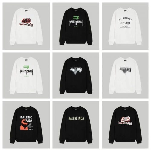 Balenciaga Graphic Print Oversized Crewneck Sweatshirt Black and White