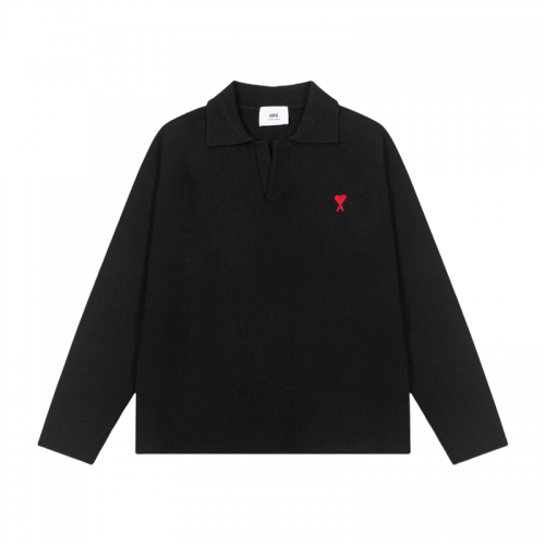 Ami Paris Ami Ami de Coeur Knit Polo Shirt Black
