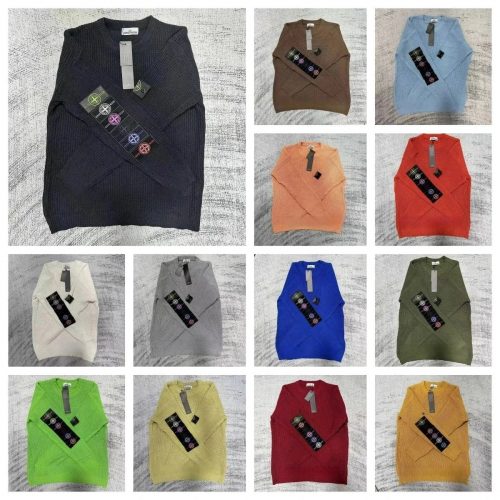 Stone Island Ribbed Knit Crewneck Sweater Multicolor