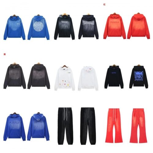 Purple Brand Purple Graphic Print Streetwear Hoodie and Pants Multicolor